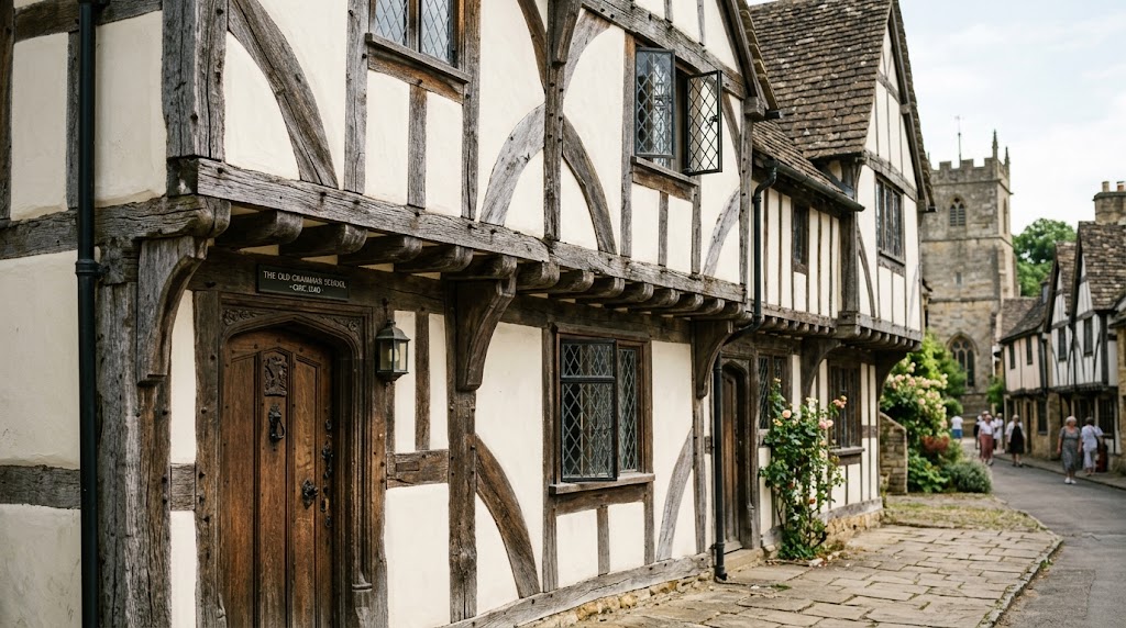 Traditional Tudor timber-framed house with exposed beams, highlighting historic property maintenance.