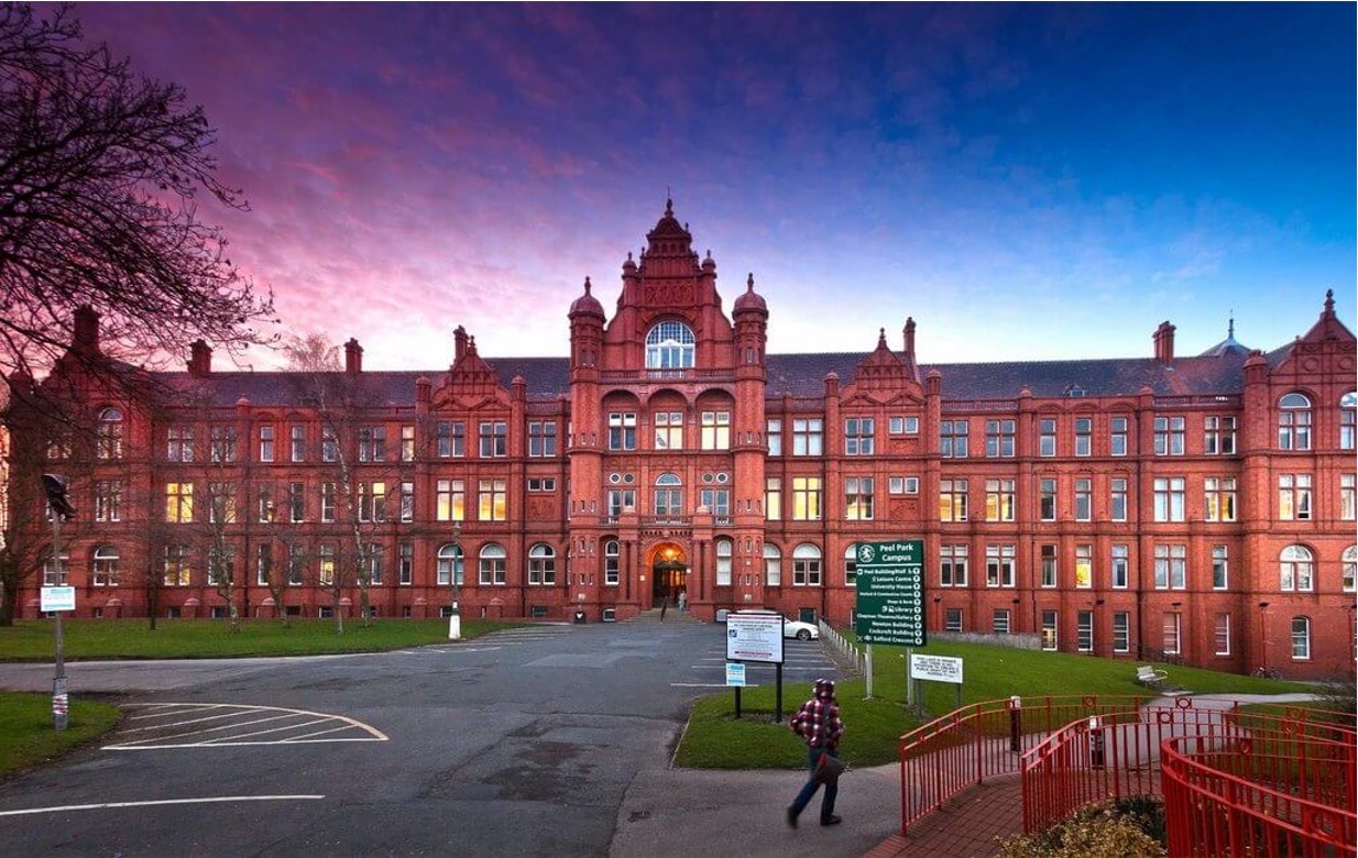 Historic University of Salford Peel Park Campus building near new homes, Salford Manchester M3 Historic University of Salford Peel Park Campus building near new homes, Salford Manchester M3