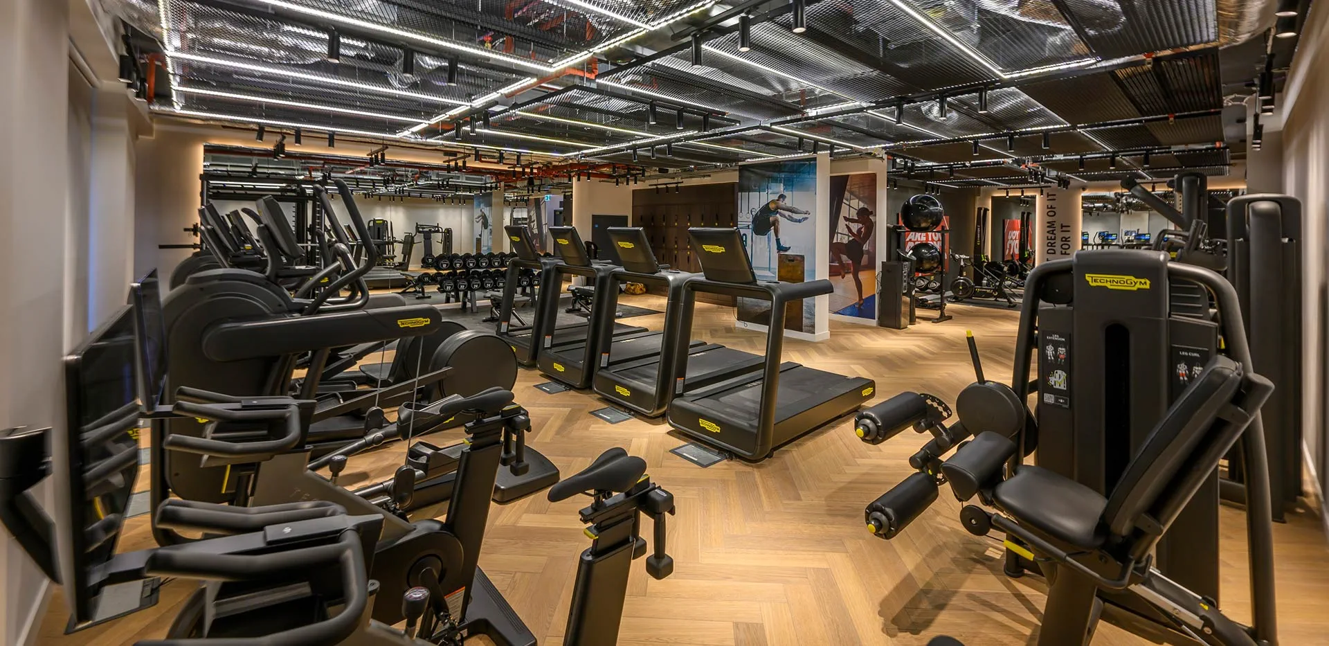 On-site residential gym equipped with rowers, cross-trainers, and full fitness facilities