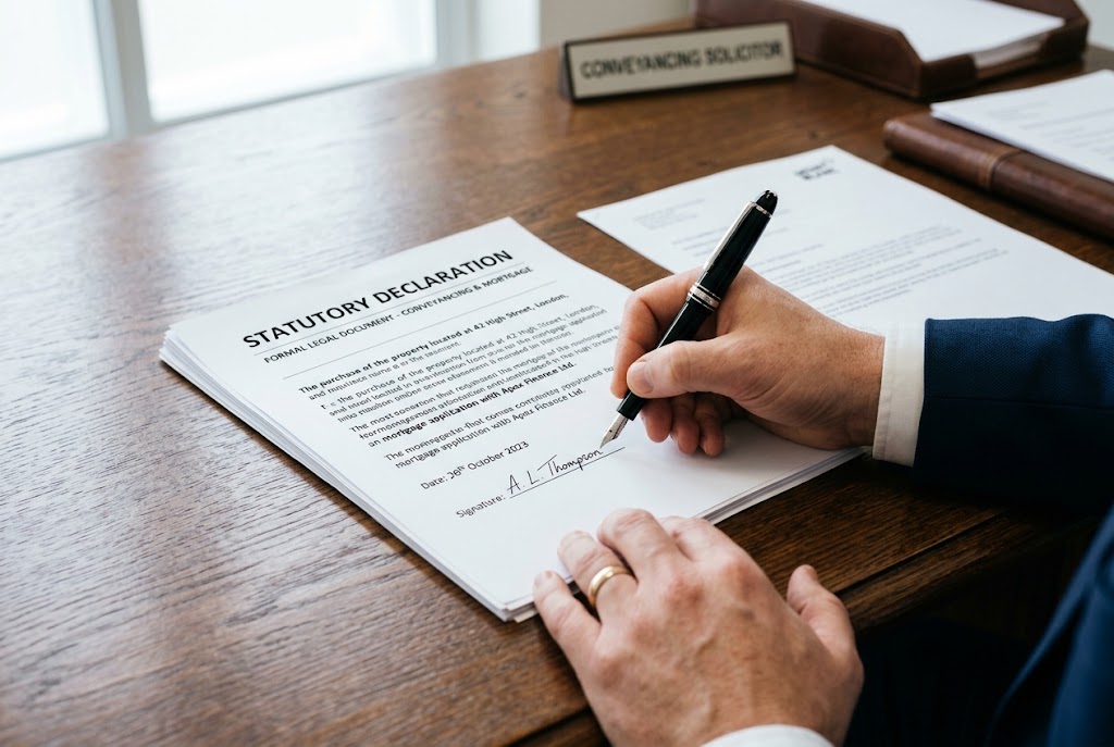 Signing a legal gifted deposit declaration letter for a UK mortgage conveyancing solicitor process.