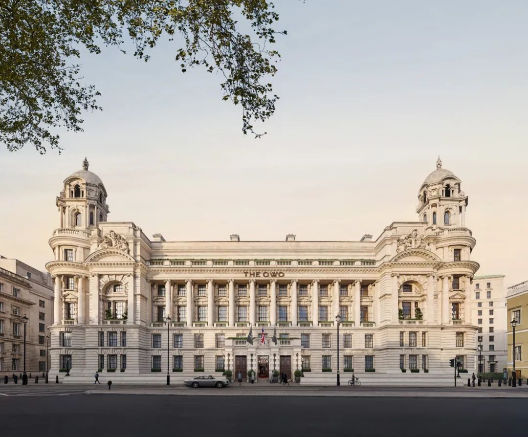 Elegant facade of The OWO building in London: luxury residences and a landmark historical site.